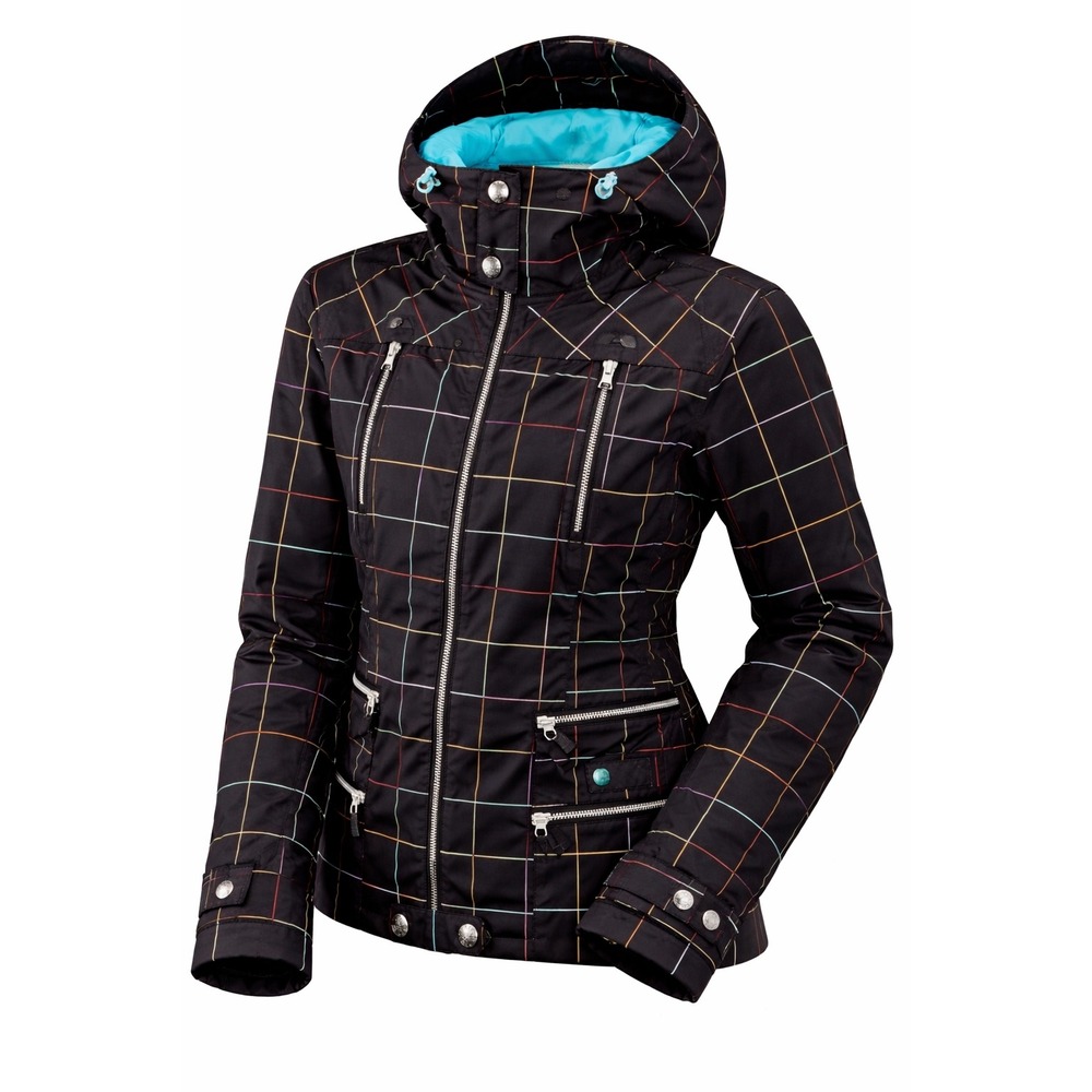 Burton Snowboard Jacket‎ Womens Small DryRide Black Grid Print Hooded Ski Coat